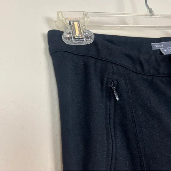 VINCE. Black Ponte Stretch Knit Skinny Pants 4 SMALL Fitted Zipper - Picture 4 of 6